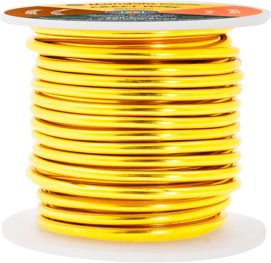 Mandala Crafts 8 Gauge Anodized Aluminum Craft Wire for Jewelry Making - 32 FT Colored Flexible Light Gold Wire - Bendable for Bonsai Armature Crafting Sculpting - Crafty Corner