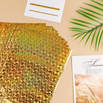 Briartw 20x29cm Hot Foil Paper 50 Sheets Pack Toner Reactive Foil Hot Stamping Foil Paper by Laser Printer and Laminator for Scrapbooking Craft Cardmaking DIY Album (Golden Gemstone, 50 Sheets)