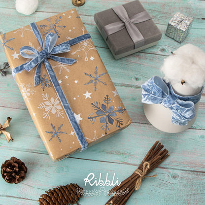 Ribbli Dusty Blue Velvet Ribbon 3/8 Inches Luxury Crinkled Blue Christmas Ribbon for Gift Wrapping Crafts Home Decor-Continuous 10 Yard - Crafty Corner