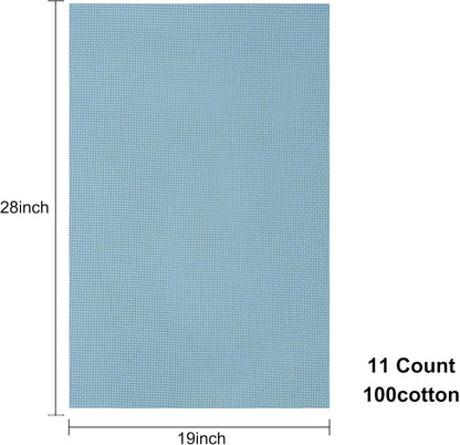Aida Cloth 11 Count Cross Stitch Fabric,19×28inch (11CT,Sky Blue)