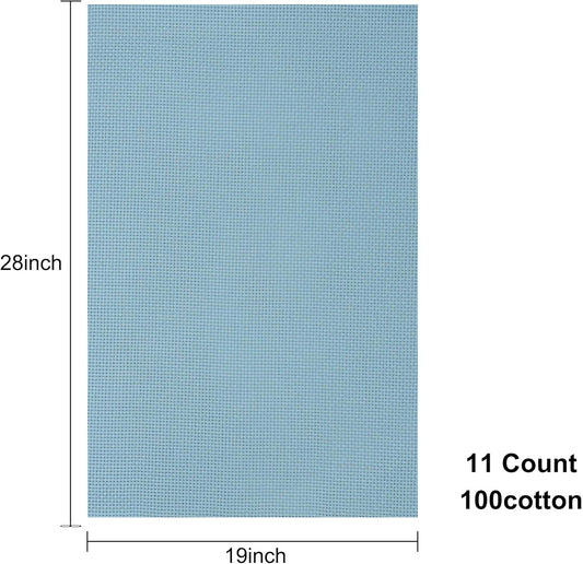 Aida Cloth 11 Count Cross Stitch Fabric,19×28inch (11CT,Sky Blue)