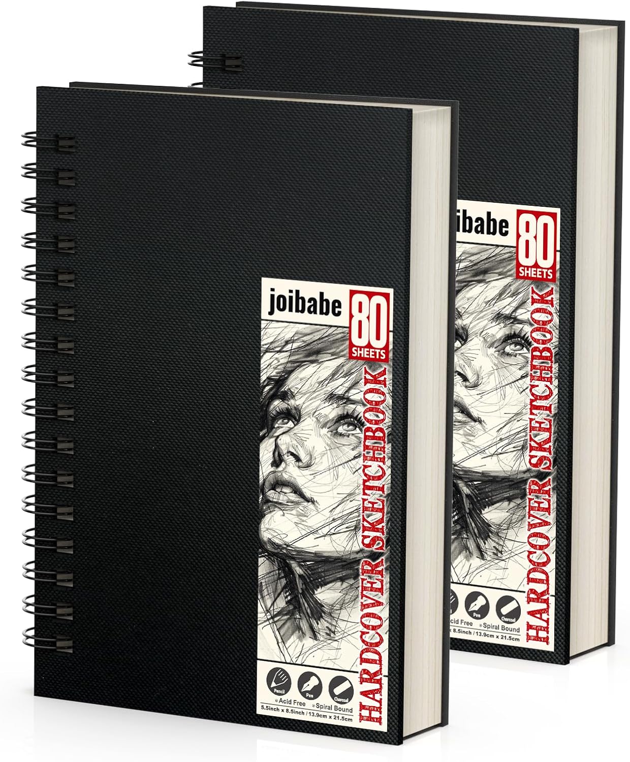 5.5" x 8.5" Sketch Book ，2 Pack 80-Sheets (68lb/100gsm)，Double-Sided Hardbound Sketchbook, Spiral Bound,Acid Free Paper Painting Drawing Writing Sketching Pad for Kids Adult Teens Girls Boys - Crafty Corner