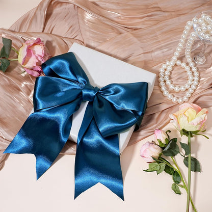 LaRibbons Navy Satin Ribbon 4 Inch 10 Yards Double Faced Luxury Dark Blue Silk Ribbon for Gift Wrapping Flower Bouquets Bow Christmas Wedding Party Decoration - Crafty Corner