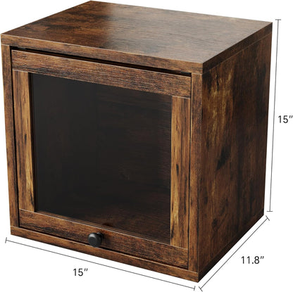 FUSUNBAO Magic DIY Cube Storage Organizer Stackable Cubes for Home Books Clothes Toy-Modular Cubby Storage System-Office Cubical-Bookcase Closet(Antique Brown, Glass Door Cube)