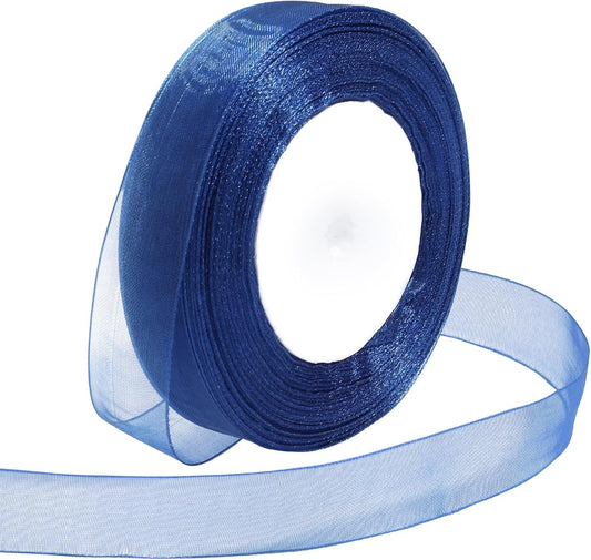 Ribbon for Gift Wrapping 3/4 inch Blue Sheer Organza Ribbon for Flower Bouquet Tulle Thin Chiffon Ribbons for Wedding Invitations Christmas Halloween Presents Decorations Crafts 50 Yards - Crafty Corner