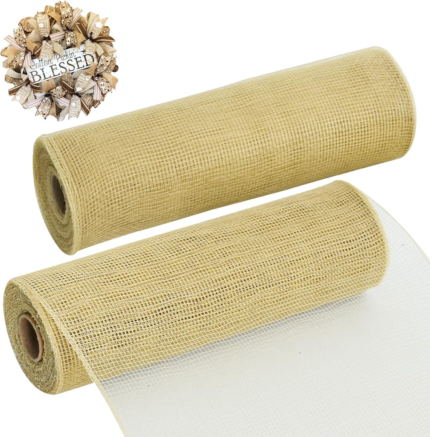 TONIFUL 2 Rolls 10 Inch Burlap Natural Decorative Mesh Ribbon Rolls, Perfect for Wreaths, Swags, Christmas Trees, Home Decoration, and Creative Crafts - Crafty Corner