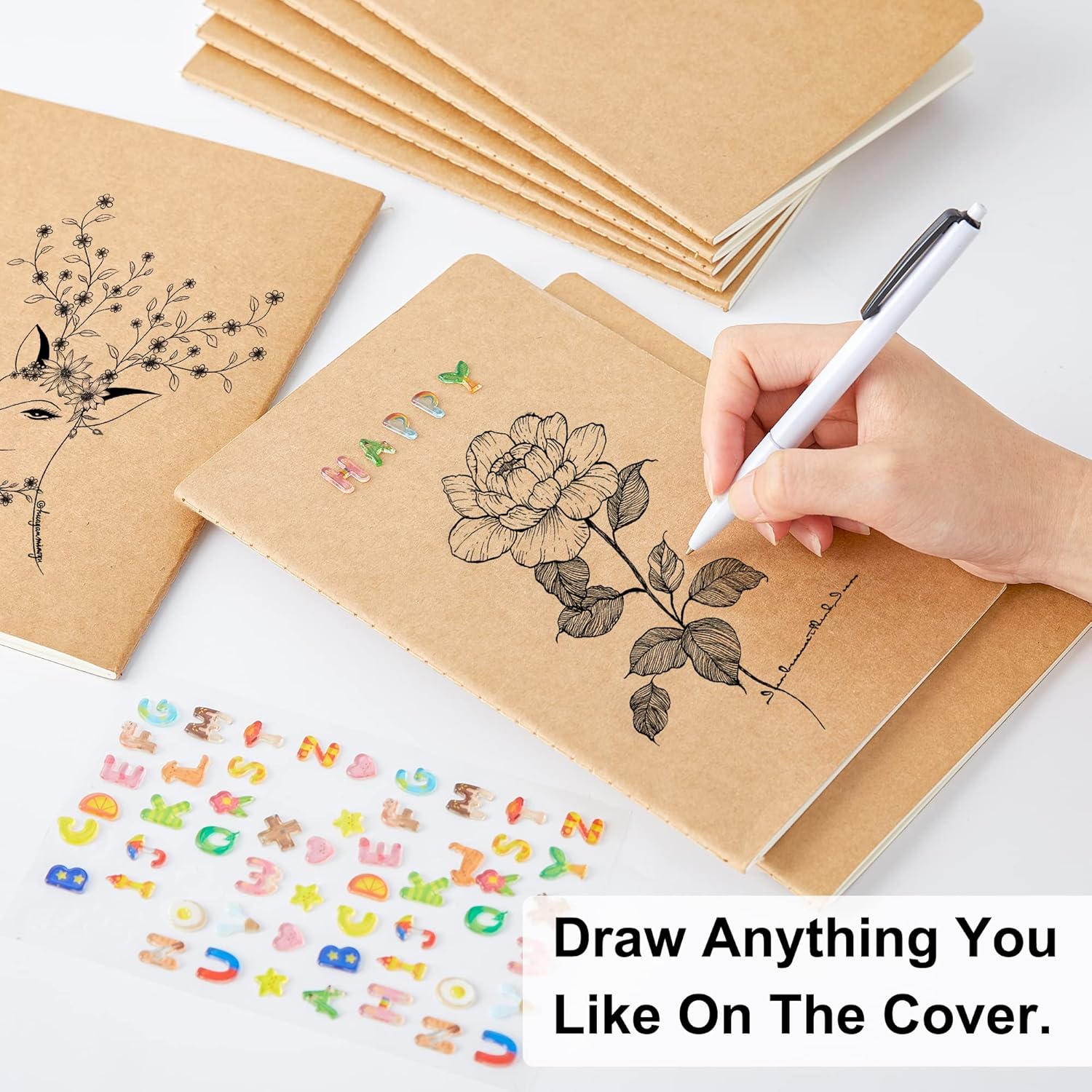 feela 15 Pack Blank Kraft Notebooks, Unlined Sketchbook Note Pad Travel Journal for Drawing Doodling Writing, Journal Bulk For Women Kids Students Office School Supplies, A5, 60 Pages, 8.3” X 5.5” - Crafty Corner