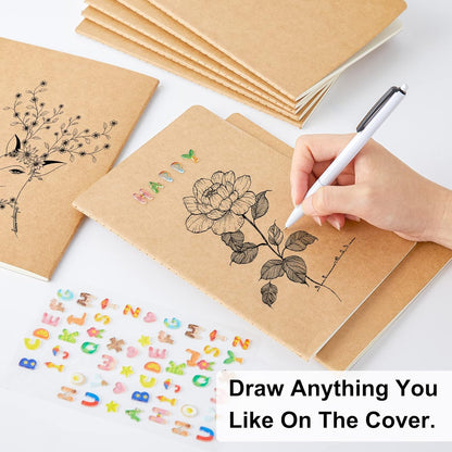 feela 15 Pack Blank Kraft Notebooks, Unlined Sketchbook Note Pad Travel Journal for Drawing Doodling Writing, Journal Bulk For Women Kids Students Office School Supplies, A5, 60 Pages, 8.3” X 5.5” - Crafty Corner