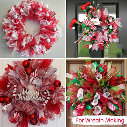 TONIFUL 2 Rolls 10 Inch Red Decorative Mesh Ribbbon Rolls, Fabric Mesh for Mesh Wreath Supplies, Front Door Wreath Crafts Tree Decor Christmas NewYears Halloween Decoration (10 yds/roll) - Crafty Corner