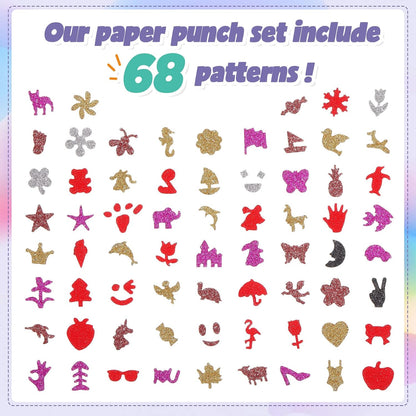 Geyee 68 Pieces Scrapbook Paper Punch Hole Punches Shape Mini Gift Card Punch Small Scrapbooking Shape Cutters for Nail Stamp Supplies DIY Craft Fun Projects, 68 Styles - Crafty Corner