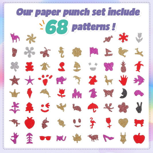 Geyee 68 Pieces Scrapbook Paper Punch Hole Punches Shape Mini Gift Card Punch Small Scrapbooking Shape Cutters for Nail Stamp Supplies DIY Craft Fun Projects, 68 Styles - Crafty Corner