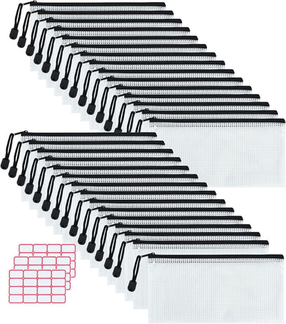 Vuzvuv 30pcs 9.1"x 4.5" Mesh Zipper Pouch Zipper Bags, Zipper Case Pouch Bulk, Mesh Bag for File, Makeup, Board Game Office Home Travel Storage
