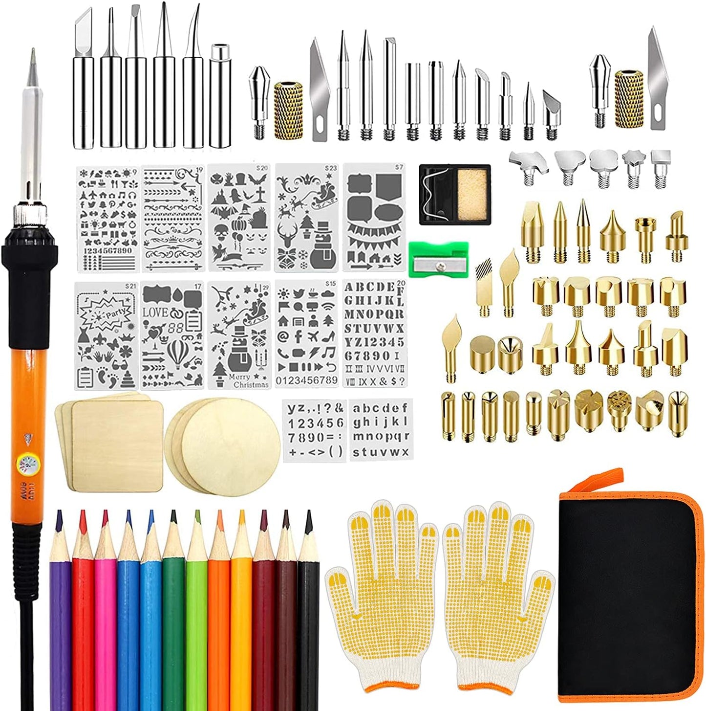 Wood Burning Kit, 110 Pieces Wood Burning Tool with Adjustable Temperature 200-420°C, Professional Wood Burner Pen for Embossing Carving Soldering - Crafty Corner
