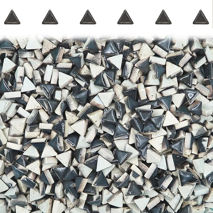 Black Triangle Ceramic Mosaic Tiles for Crafts Bulk, 150 Pieces Mosaic Ceramic Tile Supplies, Small Trianglar Mosaic Pieces for DIY Mosaic Vases Cups Photo Frame Material Supplies