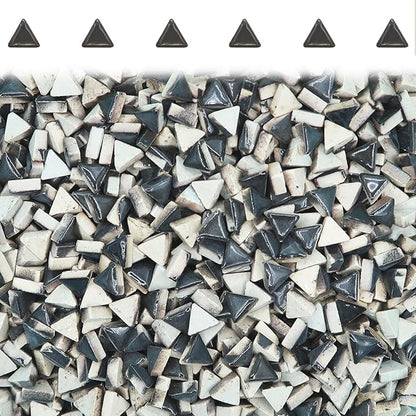 Black Triangle Ceramic Mosaic Tiles for Crafts Bulk, 150 Pieces Mosaic Ceramic Tile Supplies, Small Trianglar Mosaic Pieces for DIY Mosaic Vases Cups Photo Frame Material Supplies