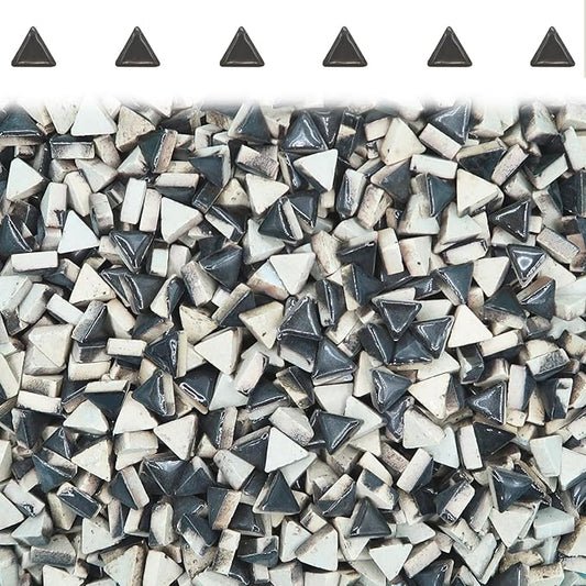 Black Triangle Ceramic Mosaic Tiles for Crafts Bulk, 150 Pieces Mosaic Ceramic Tile Supplies, Small Trianglar Mosaic Pieces for DIY Mosaic Vases Cups Photo Frame Material Supplies