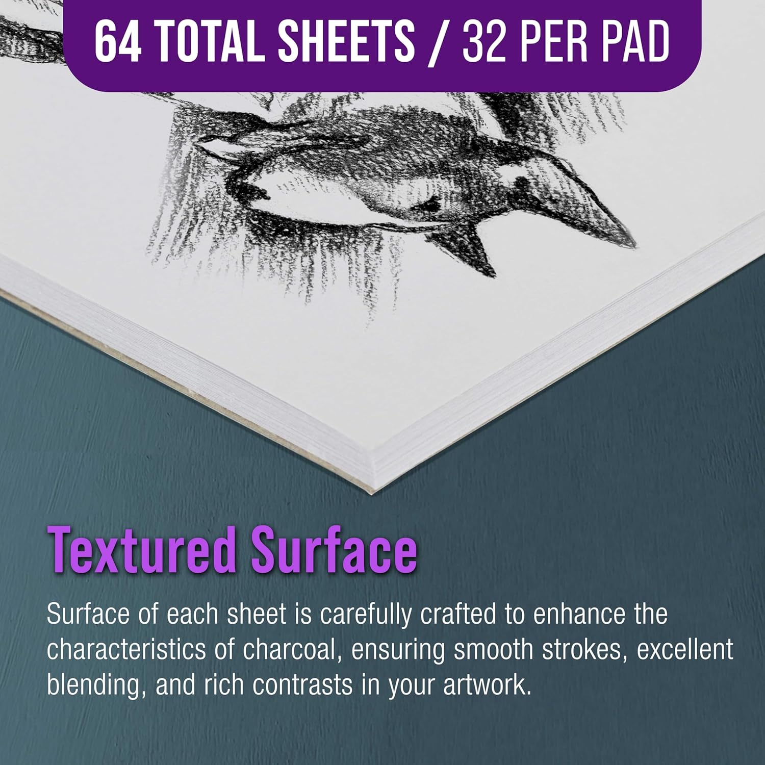 U.S. Art Supply 9" x 12" Premium Heavy-Weight Charcoal Sketchbook (2 Pack, 64 Sheets Total) - 90lb (160gsm) Sketch Book Pad for Charcoal, Pencil & Pastel Drawing - Crafty Corner