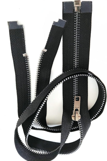 Leekayer 2PCS #5 27 Inch Zipper Black Nickel Teeth Zipper Black Metal Zipper Open End Zipper for Repair Coat Jacket