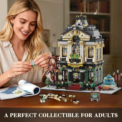 INSOON City Jewelry Store Building Set with Lights & Cart Fountain, 1933 PCS Street House Modular Construction Model, Home Decor Big Jewelry Shop Building Block Kit, Gift for Adults Boys Girls 14+