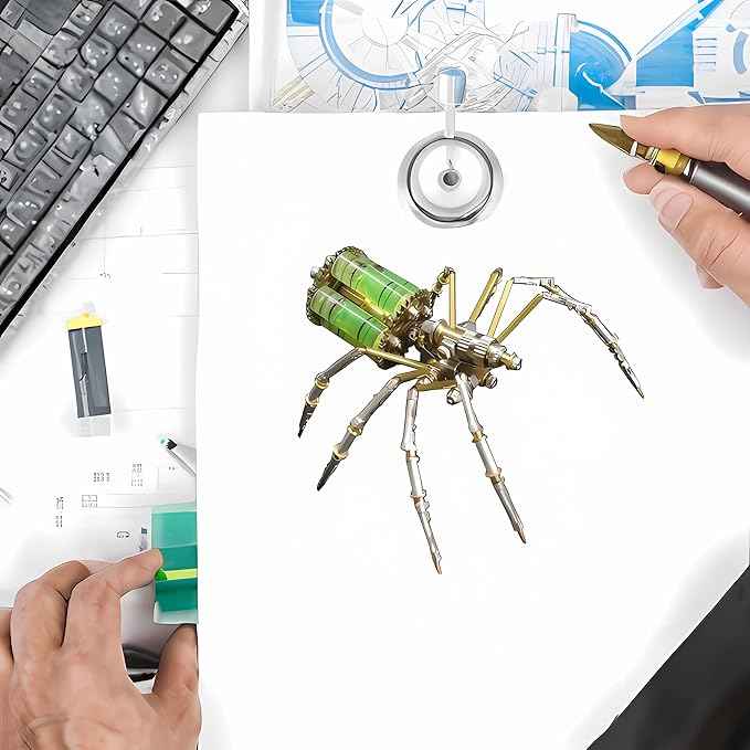 Mechanical Metal DIY 3D Insect Brass Puzzle Model Kits Puzzle for Adults, Steampunk Electric Mechanical, Assembly DIY Gift Craft Hobby for Men for Family and Friends(Gatling Spider)