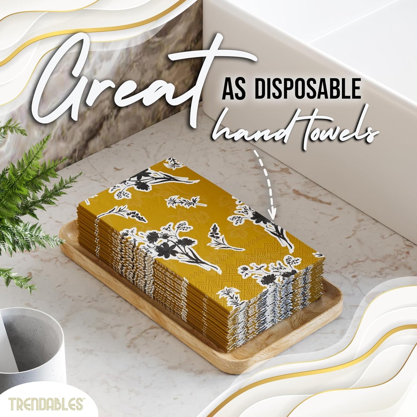 Trendables Floral Napkins for decoupage 100 Pcs 3 Ply floral paper napkins decorative Guest Towels Disposable Bathroom, Flower Design For Tea Party Decorations, Dinners & Weddings