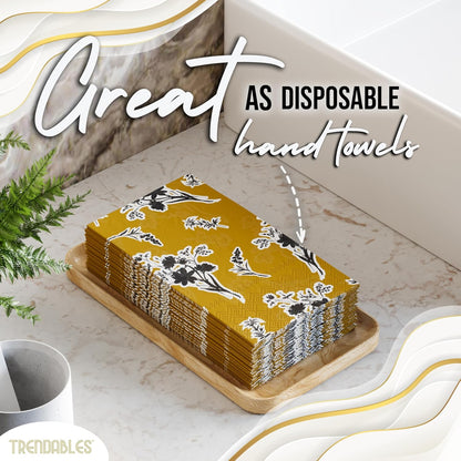 Trendables Floral Napkins for decoupage 200 Pcs 3 Ply floral paper napkins decorative Guest Towels Disposable Bathroom, Flower Design For Tea Party Decorations, Dinners & Weddings