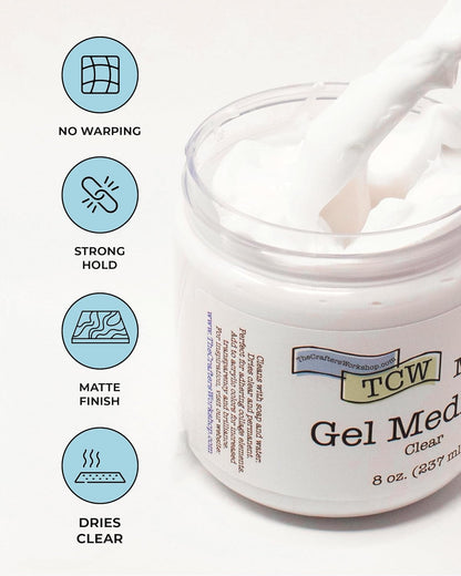 The Crafter's Workshop Matte Gel Medium for Acrylic Paint - Dimensional Clear Texture Paste for Stenciling & Mixed Media Art - Boutique Quality, 8 oz Jar