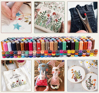 90 Pcs 45 Colors Sewing Thread &Prewound Bobbins Thread, 600yard Thread for Sewing Machine, Sewing Supplies, Polyester Sewing Machine Kit for Hand Sewing, Stitching, DIY