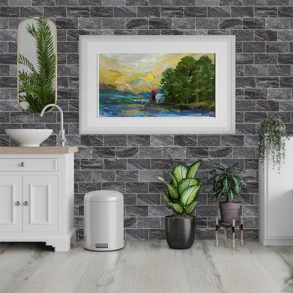 100 Pieces Peel and Stick Backsplash for Kitchen, 3" x 6" PVC Subway Tile 2025 Upgraded Gray-Gold Stone Backsplash Stick on Tile Elevate Kitchen Fireplace RV