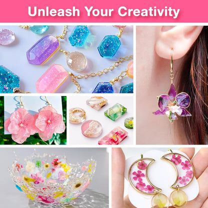 YIEHO 300g UV Resin Kit with Light and Molds, Upgraded Crystal Clear Hard UV Curing Premixed Resin Starter Jewelry Making Kit for DIY Keychain, Earring and Necklace