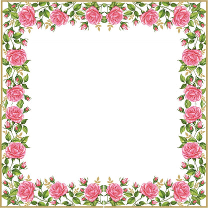 20-ct 13x13 Flowers Paper Luncheon Decoupage Napkins, 3-Ply Servilletas Printed Flower Border Cocktail Napkin for Art, Dinner and Party, Disposable Napkins Decor