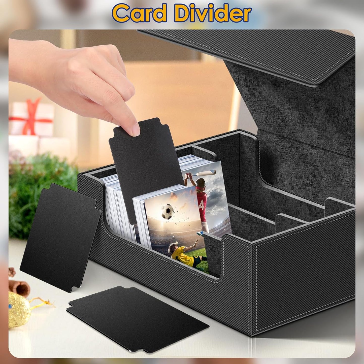 Homthy 1800+ Card Deck Case for Trading Cards, Leather Magnetic Closure Commander Card Storage Box Magic Card Protectors Fit for MTG TCG and Sport Cards