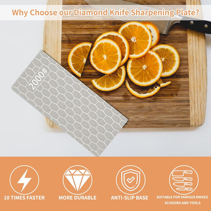 CWOVRS Diamond Sharpening Stone, 5 PCS Diamond Sharpening Plate with Honeycomb Surface Plate for Scissors Knives Outdoor Tools From Coarse to Extra Fine 200/400/600/1000/2000 Grit