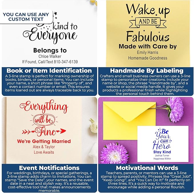 Success Stepping Stones Stepping Stones Rubber Stamp for Cards - Personalized Standard 1-5/8" Square Wood Handle, Line Crafters & Small Business Owners, Ideal DIY Projects, Gifts