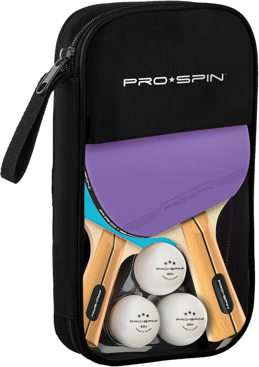 PRO SPIN Ping Pong Paddles - High-Performance Set with Premium Table Tennis Rackets, 3-Star Ping Pong Balls, Compact Storage Case | Professional Quality Ping Pong Paddle Set | Indoor & Outdoor Games