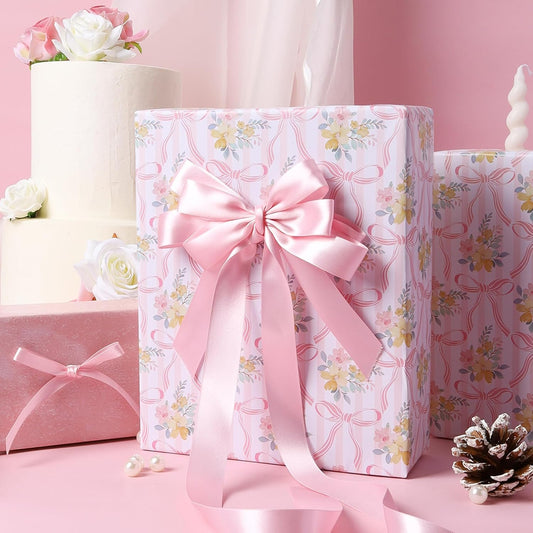 LaRibbons Light Pink Satin Ribbon 1 Inch 50 Yards Luxury Double Faced Pink Silk Ribbon for Gift Wrapping Flower Bouquet Crafts Wedding BabyShower Decoration - Crafty Corner