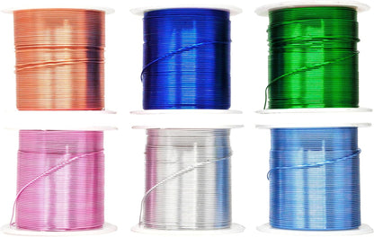 Mandala Crafts 22 Gauge Anodized Aluminum Craft Wire for Jewelry Making - 450 FT Colored Flexible Silver Copper True Blue Pink Ice Blue Green Wire - Bendable for Bonsai Armature Crafting Sculpting - Crafty Corner