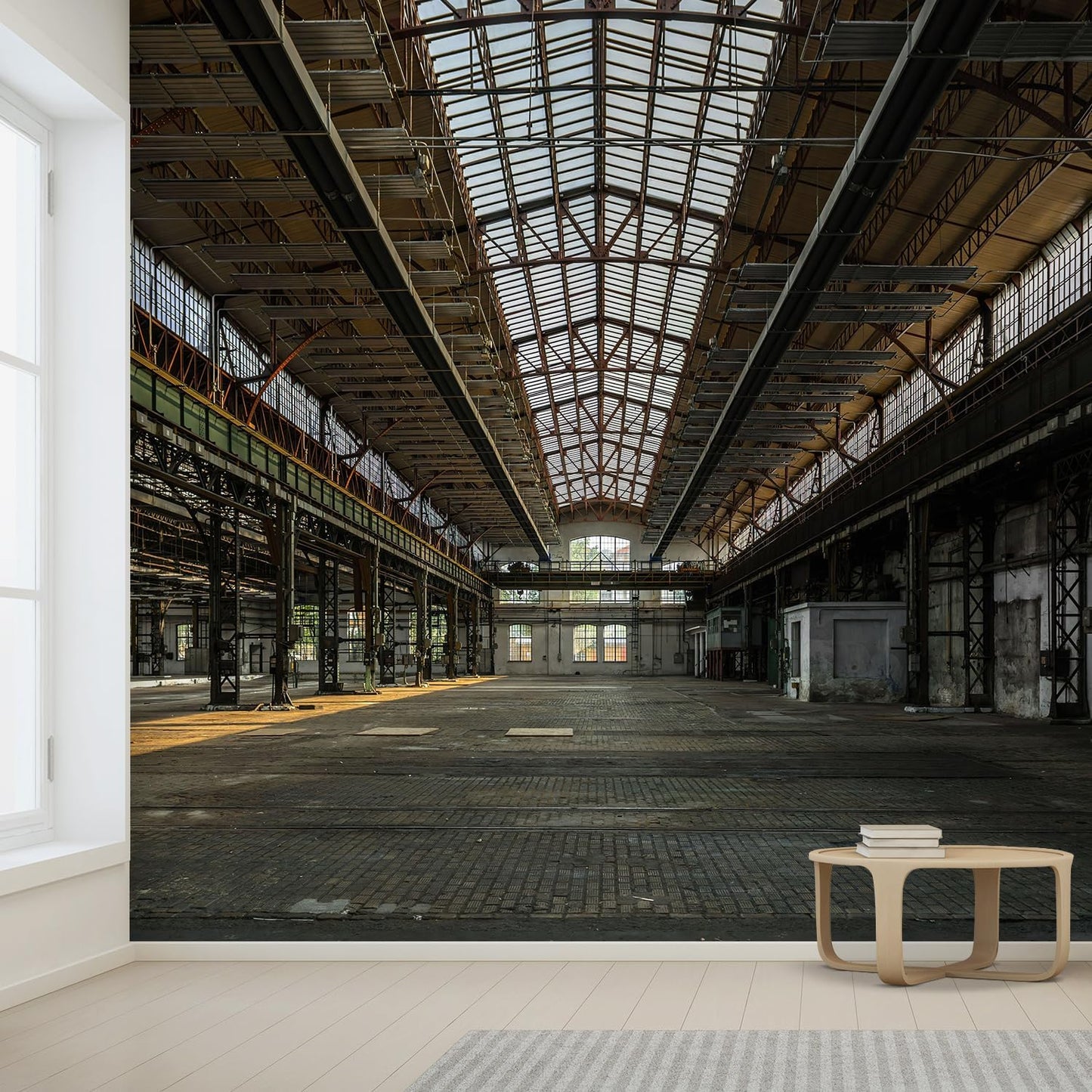 wall26 Wall Sticker/Wall Mural Industrial Interior of an Old Factory Building, Not Peel and Stick, Non-Woven Wallpaper Decorative for Bedroom, Living Room, Office - 120x120 inches