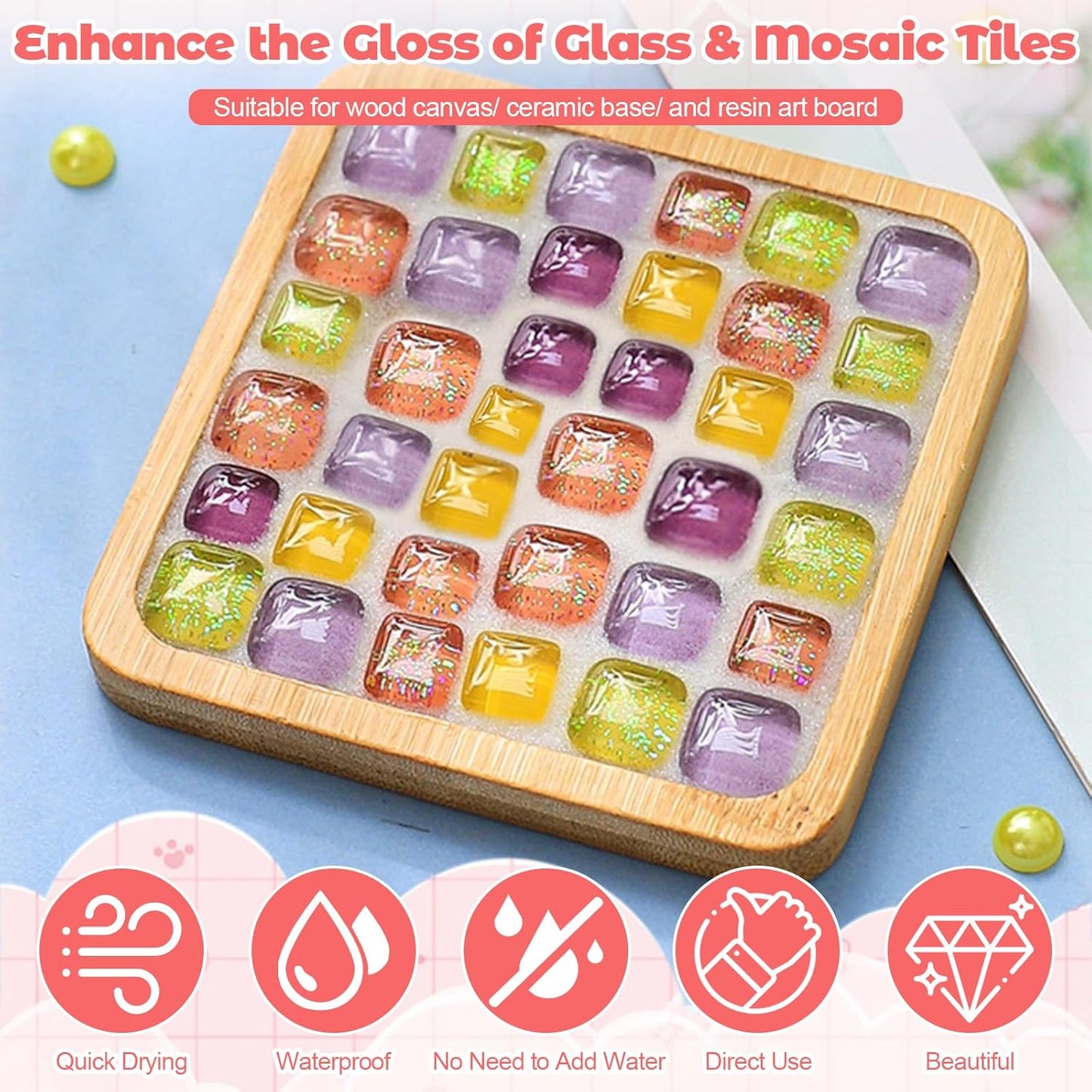 Mosaic Crystal Grout for Glass Tiles, DIY Mosaic Art and Craft Projects