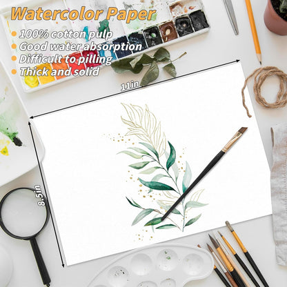 300 Sheets Cotton Watercolor Paper Bulk -140LB/300GSM Art Paper-8.5 x 11 inch Painting & Craft Paper, Finger Paints, Watercolor, Tempera, Drawing, Art Room & Home School Crafts