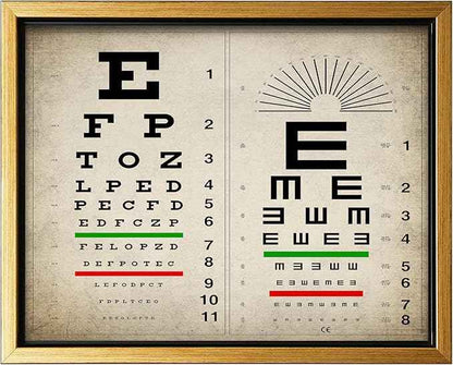 Poster Master Vintage Eye Chart Canvas - Retro Vision Test Print - Medical Art - Gift for Men, Women & Doctor - Optical Wall Decor for Office, Hospital or Clinic - 18x24 Gold Framed Canvas