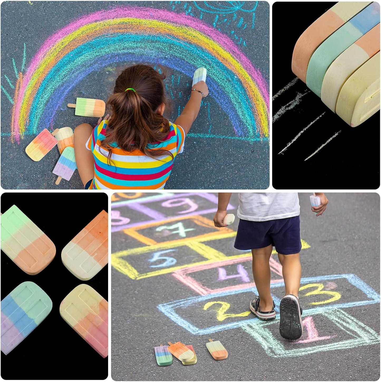 36 Pcs Ice Cream Sidewalk Chalk Set Multicolor Chalk Party Favors Bulk Washable Safe Outdoor Chalk for Kids Adults Fun Summer Playground Outdoor Activities Painting on Chalkboard Blackboard