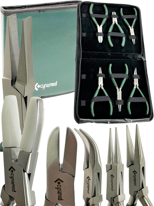 Premium 7-Pcs Jewelers Pliers Set Jewelry Tools Kit -Jewelry Making Pliers Tools with Needle Nose Pliers/Chain Nose Pliers, Round Nose Pliers, Nylon Jaw Pliers, Wire Cutter, Bent Nose Pliers With Case - Crafty Corner