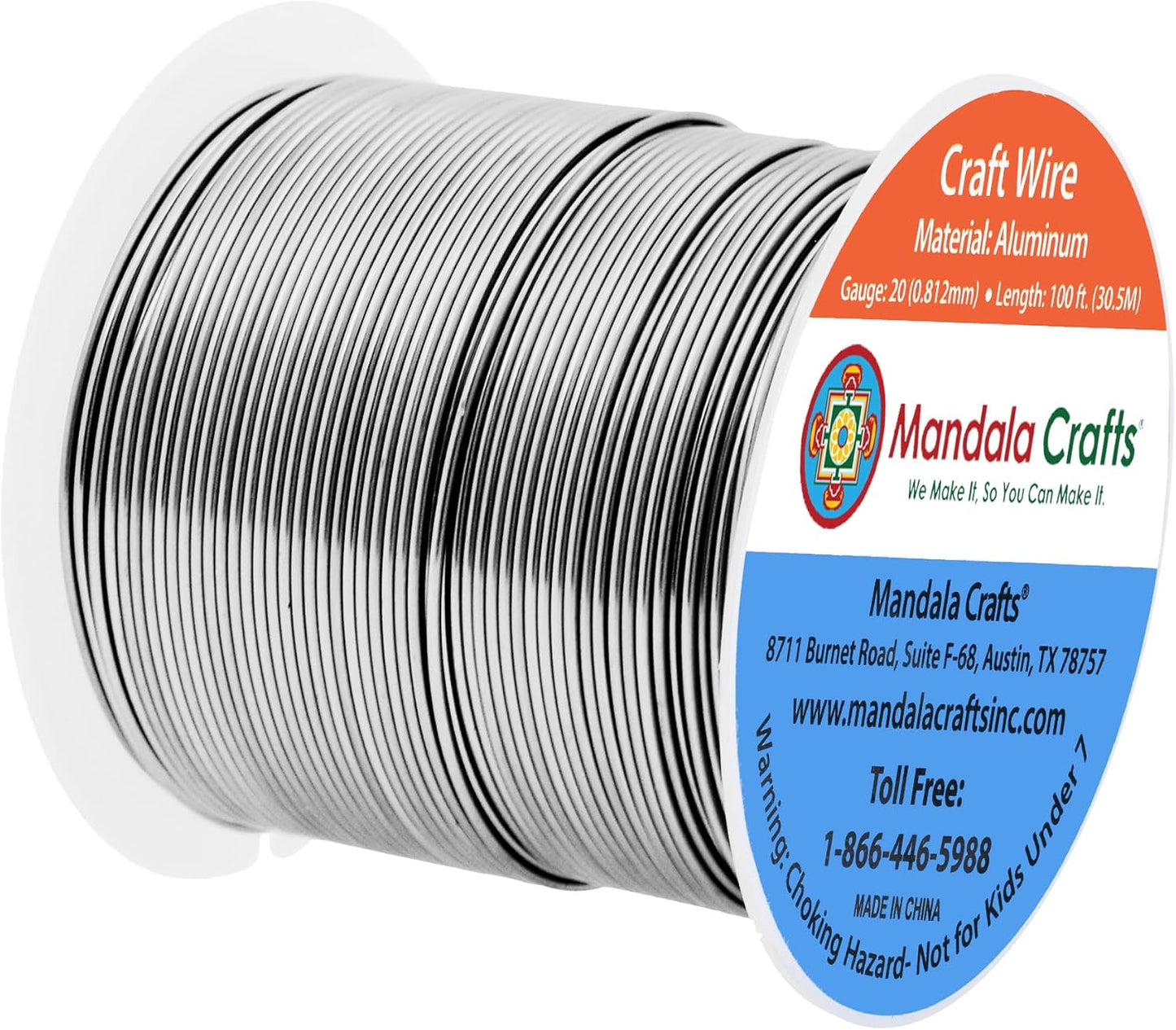 Mandala Crafts 20 Gauge Anodized Aluminum Craft Wire for Jewelry Making - 100 FT Colored Flexible Gray Wire - Bendable for Bonsai Armature Crafting Sculpting - Crafty Corner