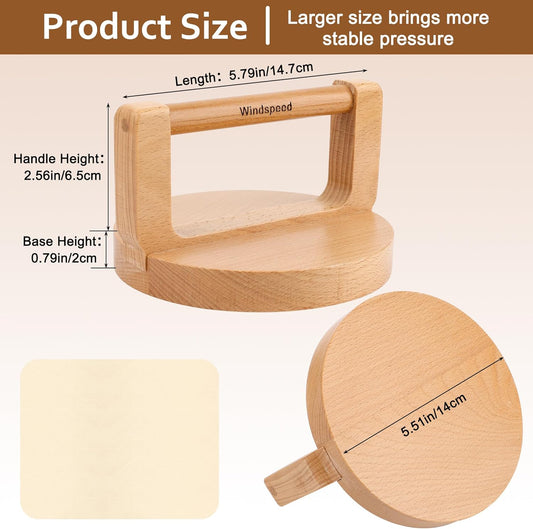 Windspeed Upgrade Wood Baren for Printmaking, 5.5 in Thicker Block Printing Baren Tools Printing Wood Block for Linocut Scrapbooking Crafting Embossing Tool with Wiping Cloth