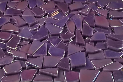 Irregular Glass Mosaic Tiles Bulk 500g Glossy and Iridescent Mosaic Glass Tiles for DIY Projects and Arts and Crafts Solid Colors and Mixes (Iridescent Purple)