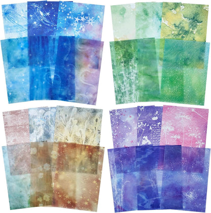 Color of The World Scrapbook Paper Set, 96 PCS Dual Material Craft Paper for Journaling, DIY Collage, Card Making, Scrapbooking – 4 Aesthetic Styles: Starry, Nature, Vintage & Pastel