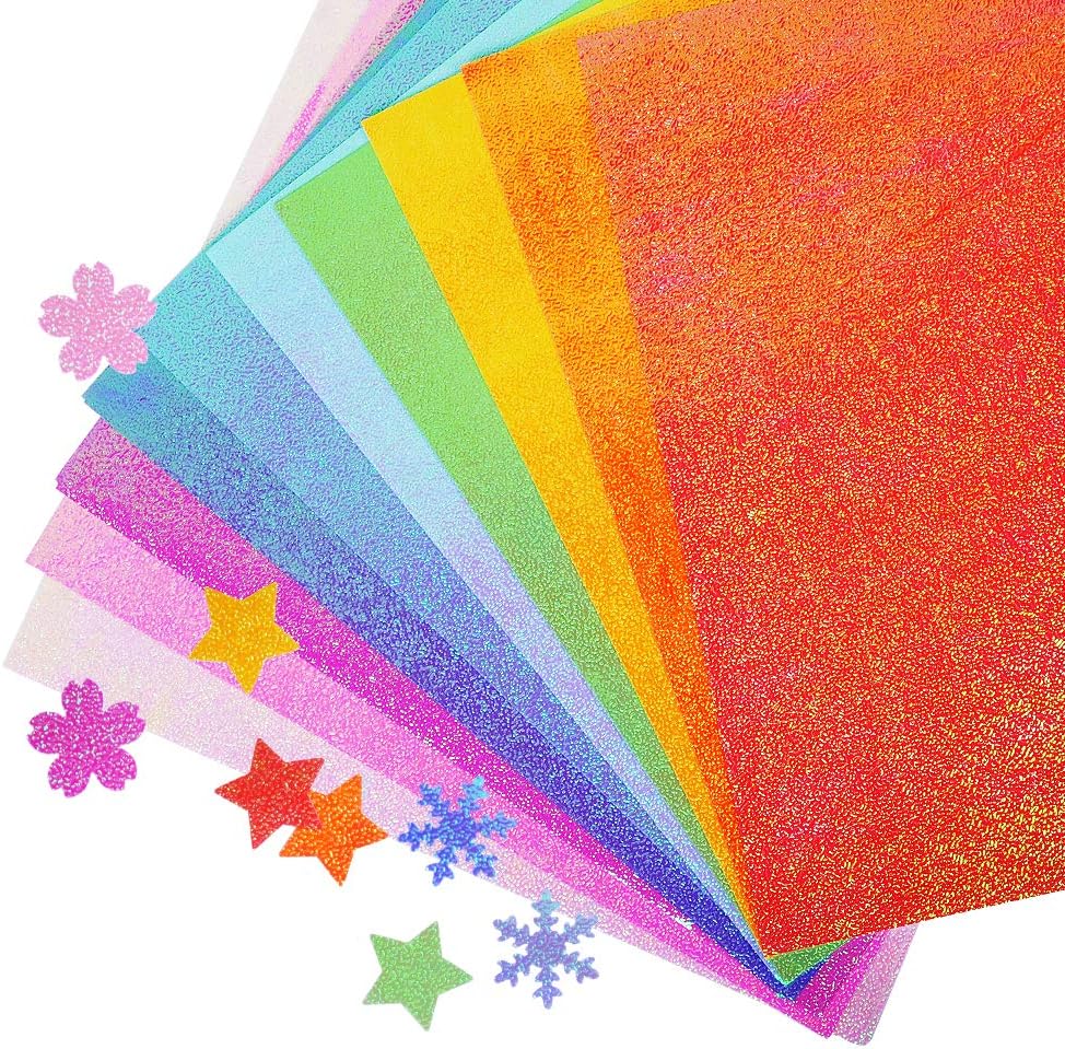 UCEC 50 Sheet Shiny Origami Paper 10 Colors Square Iridescent Origami Paper, Decoration Glitter Square Folding Papers for Kids Arts & Crafts Projects - Crafty Corner
