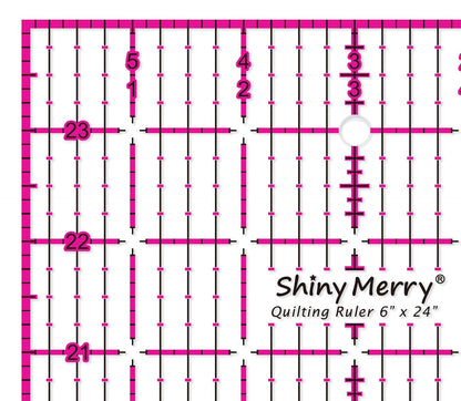 Quilting Ruler 6"x24",Non-Slip Clear Acrylic Sewing Ruler with Easy-to-Read Grid,Pink & Black Grid Design,Perfect for Fabric,Patchwork,Cutting & Sewing Crafts,Durable Tool for Quilting