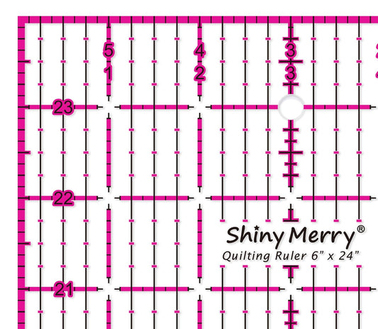Quilting Ruler 6"x24",Non-Slip Clear Acrylic Sewing Ruler with Easy-to-Read Grid,Pink & Black Grid Design,Perfect for Fabric,Patchwork,Cutting & Sewing Crafts,Durable Tool for Quilting